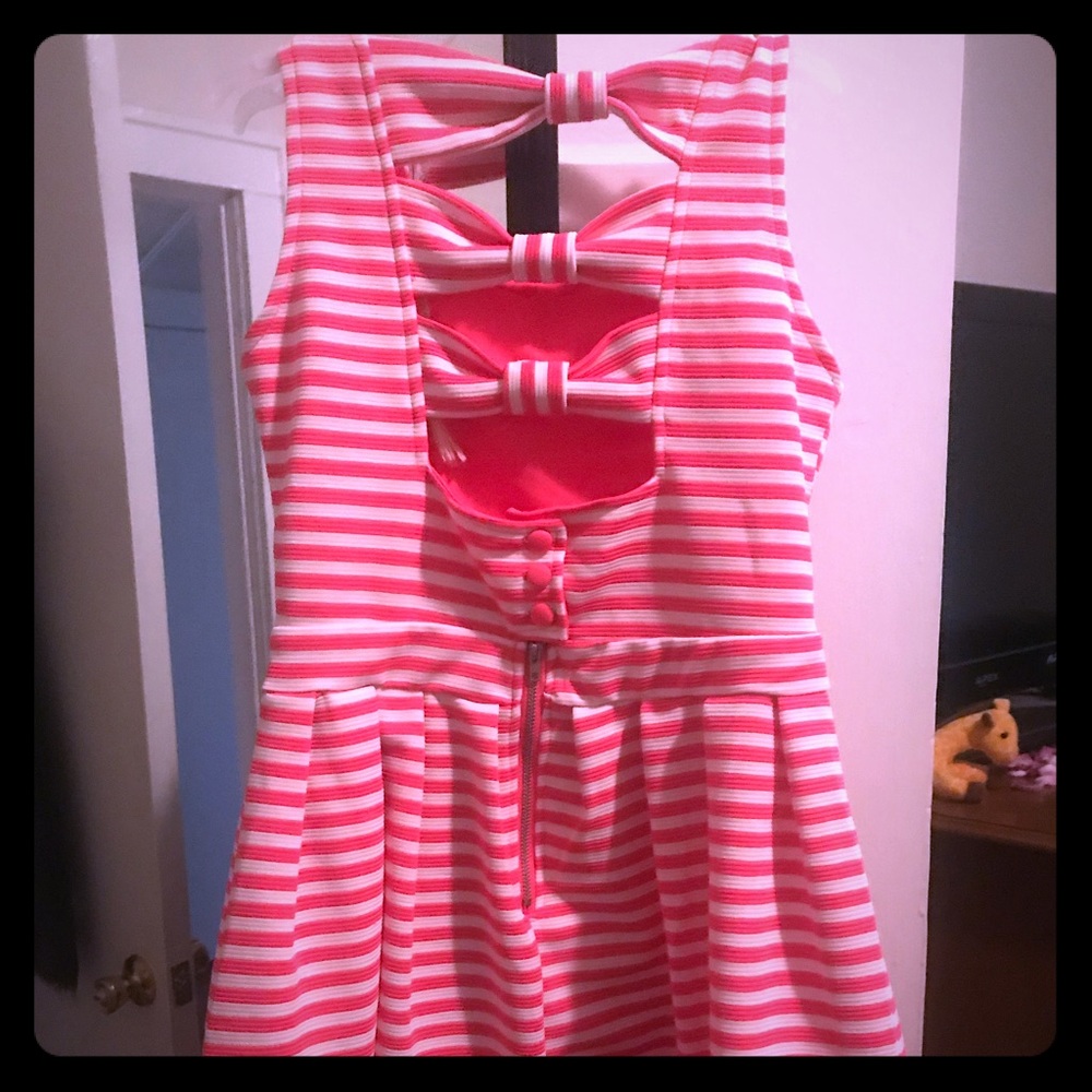 Poof girl pink and white summer dress